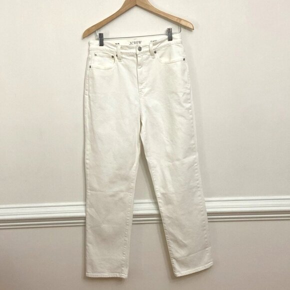 J Crew Classic Straight White Denim Jeans Women's Sz 28 - Picture 1 of 4